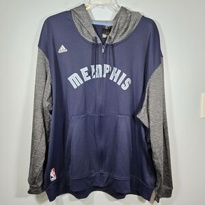 Adidas‎ NBA Memphis Grizzlies Zip Up Hoodie Jacket 4XL Navy Gray Basketball